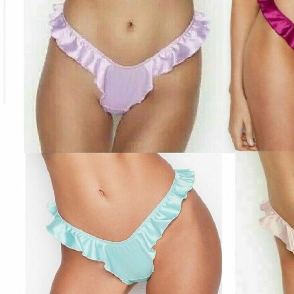 Victoria’s Secret French Cut Satin Ruffle Thong Bundle